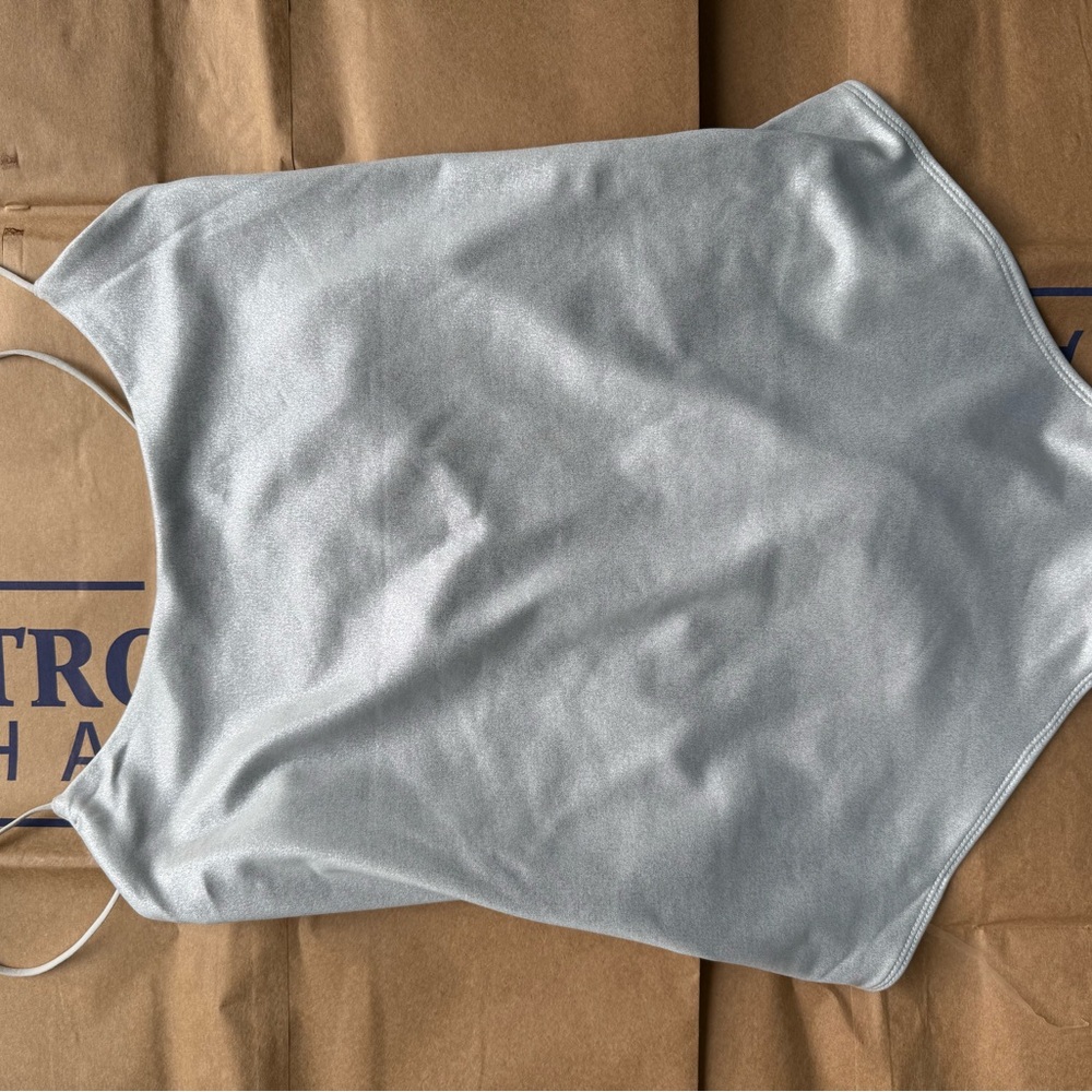 Silver Satin Sleeveless Bodysuit